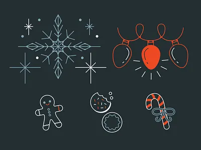 Holiday Cheer christmas christmas lights design holiday illustration line drawing snow snow flake sweets vector winter