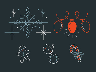 Holiday Cheer christmas christmas lights design holiday illustration line drawing snow snow flake sweets vector winter