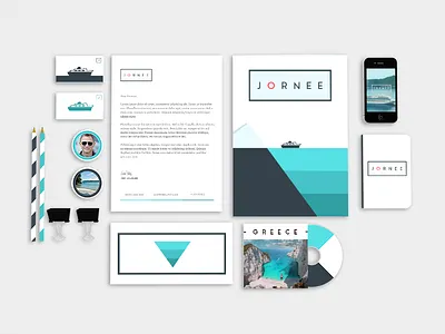 Journee book brand branding business card colors envelope identity letterhead logo pen stationery