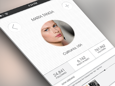 Post iOS 7 inspired app profile design app black and white iphone mobile player post ios profile ui user vector