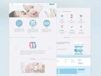 Bise Website app baby bracelet connected icons illustration slider