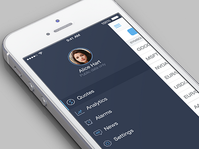 Side Menu app interface ios ios7 iphone menu mobile ui