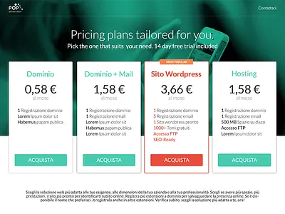 Pricing page - Pop.it clean domain flat green hosting modern pricing pricing page