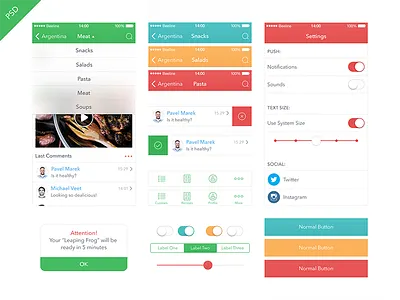 Food App Kit iOS 7 [Freebie] app blur food freebie health ios7 ipad iphone kit ui