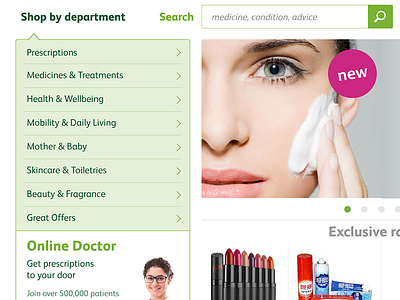 Navigation ecommerce navigation ui
