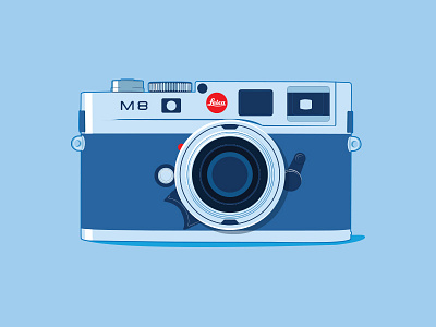 Leica blue blueprints camera flat graphic illustration leica lines vector
