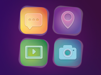 Dynamic Flat Icon Set camera clean flat icon illustration ios message monochrome pin play set video
