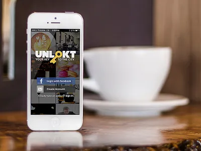 UNLOKT - iPhone App Mock-up app coffee iphone photography unlokt