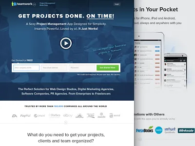 Teamwork.com - Long Landing Page basecamp features home page landing page project management project manager sales page teamwork teamworkpm