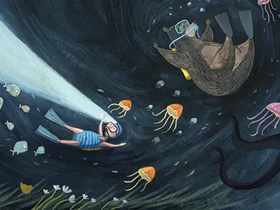 Swirled gouache illustration picture book