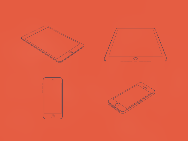 Apple Mobile Icons 5c 5s air apple icon illustration ipad iphone line mini orange outline