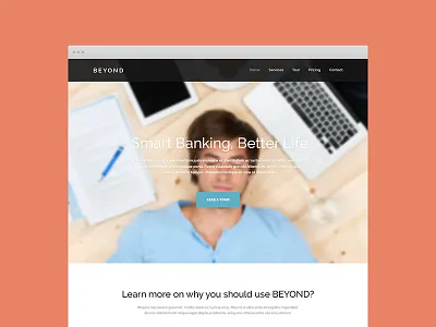 Simple Homepage banking black blue flat home page landing page orange simple ui ux
