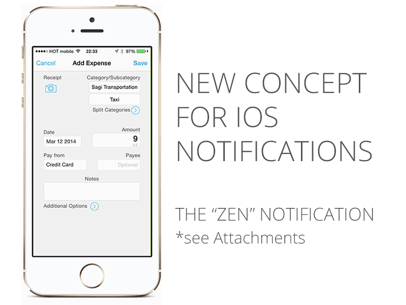 Example of iOS Zen Notification concept - see attachments