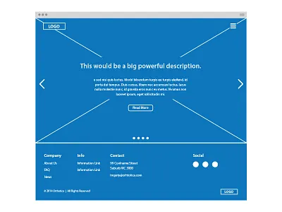 Landing Page Wireframe blue layout presentation rough web wireframe