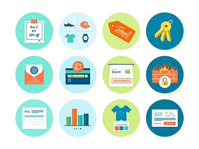Blank Slate Icons bar graph coupons credit cards emails firewall gift cards icons keys products shirt tag