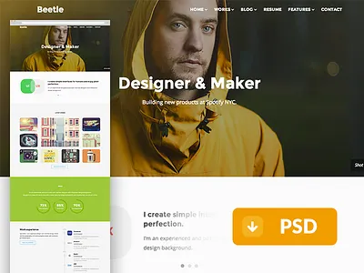 Free Psd - Resume beetle flat free personal portfolio psd resume timeline