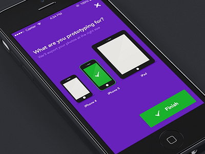 Create Project modal - Marvel iPhone app (video) confirm create devices form ios7 iphone iphone app modal select