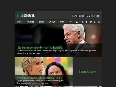 Newsletter Design for IrishCentral e mail irish newsletter ui web design