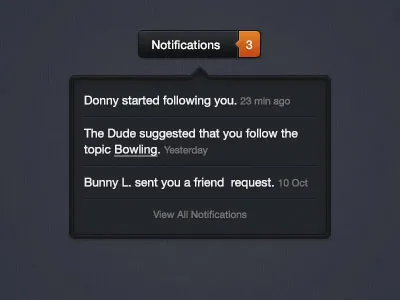 Notification Indicator button dark design dropdown freebie indicator notifications orange photoshop psd ui