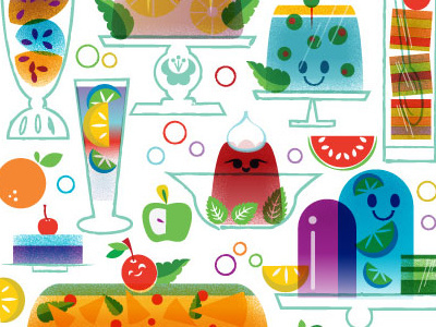 Jane Sanders jell-o pattern cute dessert food fun gelatine jell o pattern vintage vivid color