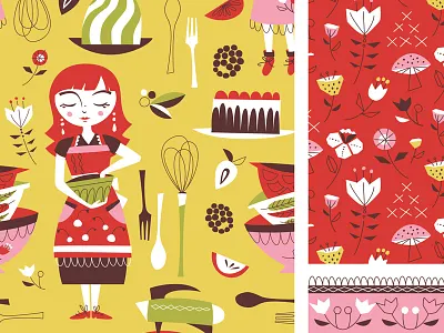 Dessert cooking dessert fabric floral kitchen pyrex