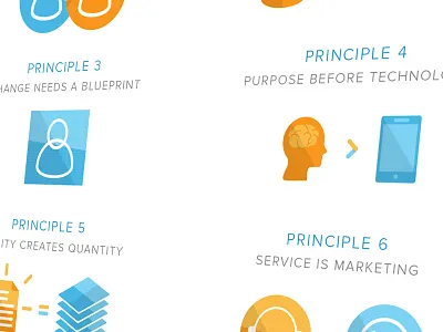 Peoplework Principle Icons blue book design graphic design icons minimal orange