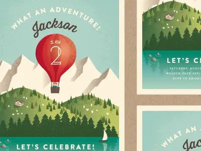 Greatest Adventure birthday illustration minted stationery travel vintage