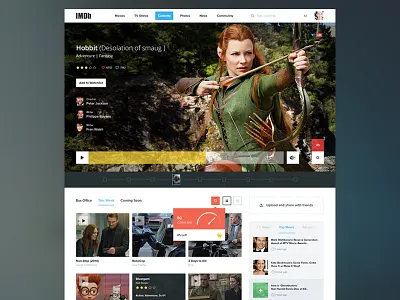IMDb application covers flat hollywood latest movies player tv ui ux video web