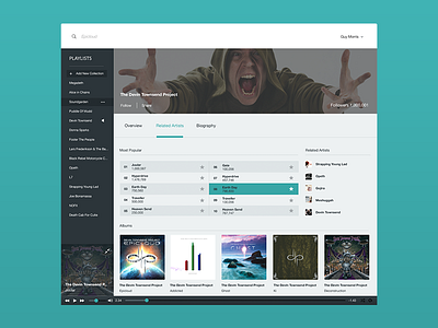 Music Player blue flat grey minimal music player simple ui user interface