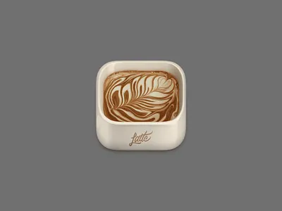 Latte App Icon app coffee cup icon ios latte lettering photorealistic script texture