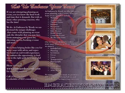 Embraces by Wendy Brochure brochure design event planning markappeal marketing