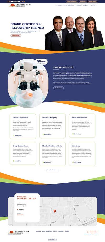 Southwest Retina Website design ui ux web design