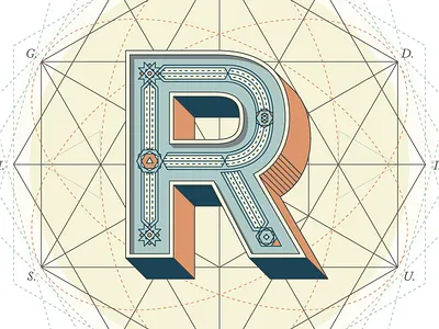 Geo R Deco deco geometry illustration letter r