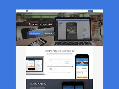 Apptimize Features ab testing app features interface iphone landing page product detail user interface walk through website