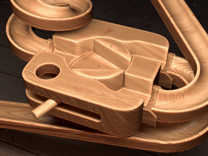 Flow Control 3d animation balls blender clockwork cycles flow gif motion graphics switch valve wood