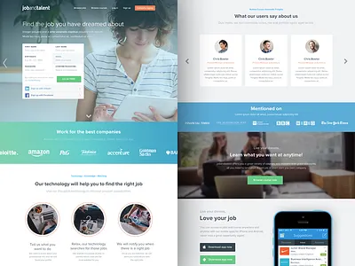 Jobandtalent landing redesign - Find the job of your dreams conversion flat home jobandtalent landing logos marketing mobile page product rate redesign