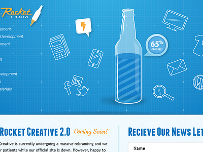 Progerss Bar bottle bottlerocket coming soon creative landing page progress bar splash page