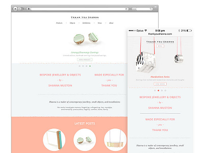 Thank You Shanna.com brand digital design jewellery product web design website