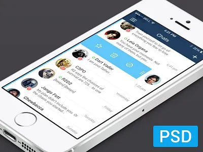 List (.psd) app c3po chats clean flat ios iphone list psd rd2d simple star wars
