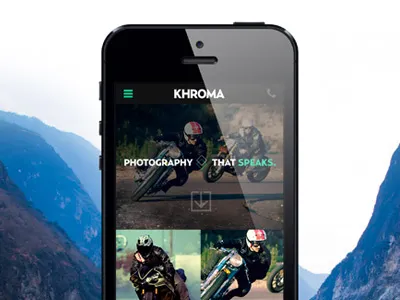 Mobile UI for a Photography Website clean flat ui interface large photos mint mobile design mobile ui modern simple thumbnails usability user experience