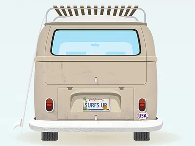 Surf van beetle illustration surf surfboard surfvan van volkswagen