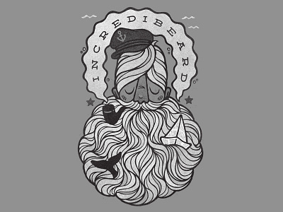 Beard Waves beard handmade illustration ocean pipe ship smoke waves whale tail