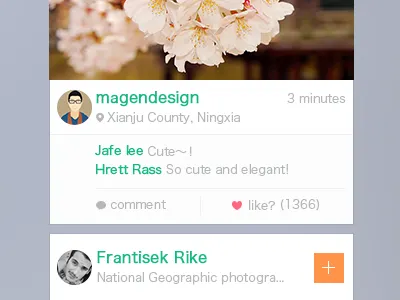 Butterfly card concise design flat green interface iphone picture review share ui