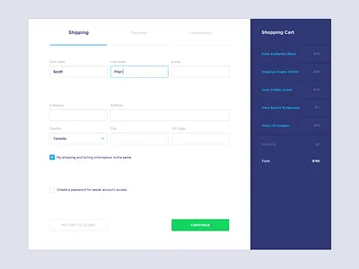Checkout process checkout form shopping cart steps store website