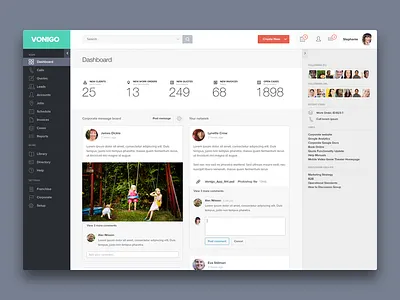 Vonigo - Dashboard accounts calls case clients corporate dashboard invoice leads network post product design quote