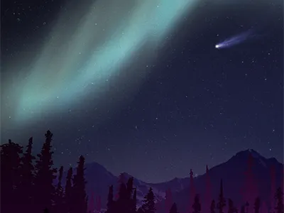 Dusty aurora shooting star space