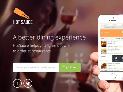 Sauce app app landing page background image interface ios iphone landing page ui web design