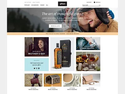 Personalised gifts website account ecommerce fashion flat gifts minimal modern responsive shop ui web website