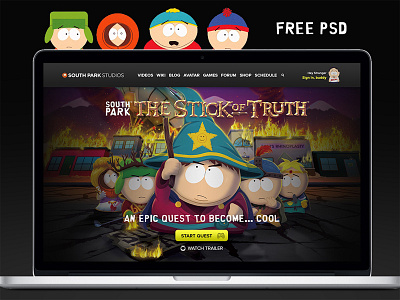 SouthPark exercise free landing psd psddd redesign web website
