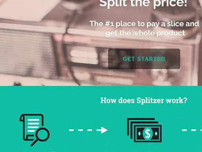 Splitzer flat glossy landing page psd steps ui ux website